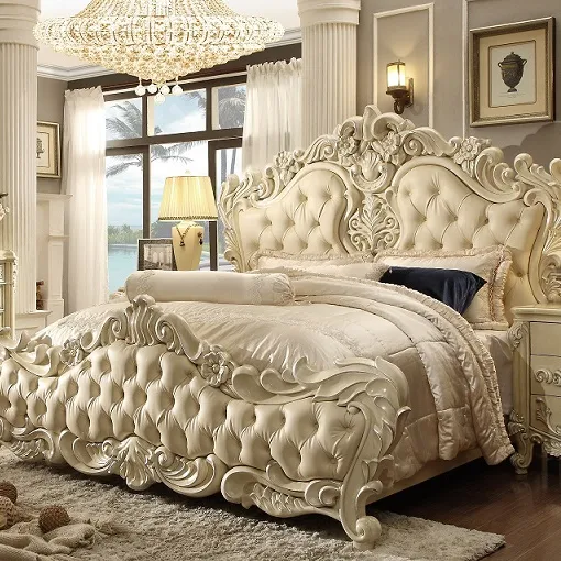 Tejido tapizado cama dormitorio blanco conjuntos con blanco acolchado California rey reina tamaño personalizado tapizado cama botón tuft
