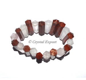 Affordable Gemstone <b>Red</b> Jasper With Rose Quartz <b>Bracelets</b> - Product Image 1