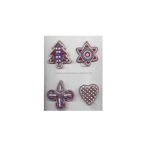 Christmas Hanging Decoration Ornaments Beaded Embroidery Christmas Decoration Star Tree Heart And Cross Shape Made By Beaded