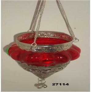 Candelabro colgante de cristal rojo, candelabro, decoración navideña para el hogar, hecho a mano, duradero - Product Image 1