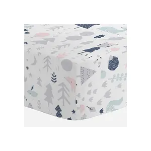 Drap de lit de bébé personnalisé 100% coton biologique avec motif personnalisé avec étiquette et emballage de logo privés - Product Image 1