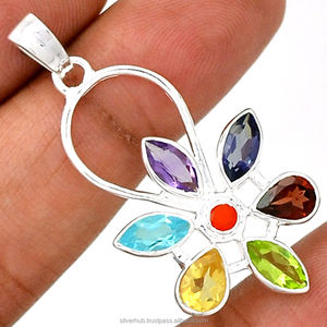 Colgante curativo de piedra natal natural de Plata de Ley 925 al por mayor ajuste multipunta ajuste multipiedra lindo ajuste multipunta lindo - Product Image 5