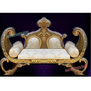 Sofá indio de boda de Metal dorado, dos plazas, Maharaja - Product Image 1