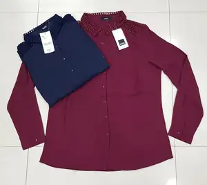 Etiquetas de marca de calidad Premium para mujer, último diseño, liso, Formal, informal, para oficina, trabajo inteligente, manga larga, camisas, blusa