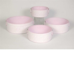 กระถางต้นไม้เหล็กเคลือบสังกะสีสีชมพูสไตล์อเมริกันสำหรับใช้ในร่ม/กลางแจ้ง - Product Image 1