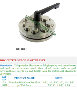 Juego de herramientas de joyería GS 589H de 10 cortadores de disco con palanca para joyeros - Product Image 2