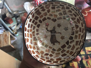 Colorful Coconut Shell Bowl Food-Safe <b>Lacquerware</b> with Animal Style Mosaic Made in Vietnam Egg-Shaped Seashell Decor - Product Image 3