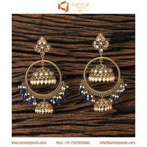 ส่งออกคุณภาพของโบราณชุบทองไข่มุก Jhumki ต่างหู17108ทำด้วยมือเครื่องประดับในประเทศอินเดีย - Product Image 2