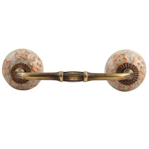 Poignée d'armoire faite à la main moutarde Floral craquelé céramique pont commode poignée Lot Vintage tiroir armoire porte tirer vente en gros - Product Image 5