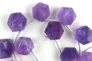 พลอยอเมทิสต์สีน้ำเงินสำหรับทำเครื่องประดับแฮนด์เมด,หินอัญมณีแบบหกเหลี่ยม - Product Image 4