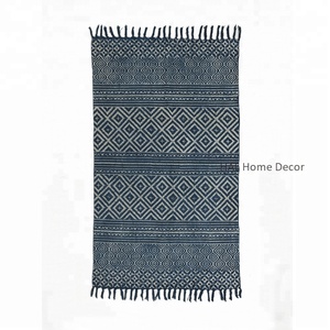 พรมทอแบบหนาพิมพ์ลายบล็อกมืออินเดีย - Product Image 1