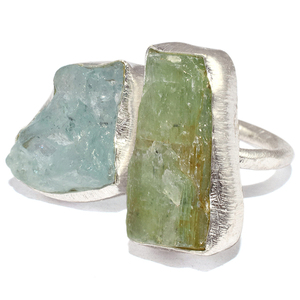 ดูดีท้องฟ้า Blue_Green Aquamarine 925เงินสเตอร์ลิงแฟนซีแหวนแฮนด์เมดเครื่องประดับเงินออกแบบเครื่องประดับเงิน - Product Image 3
