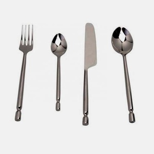 Stainless Steel Plain Round Hand Forged Handle <b>Cutlery</b> <b>Set</b> inexpensive Silver Polished flatware <b>sets</b> cute flatware <b>set</b> - Product Image 2
