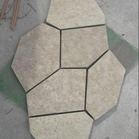 Tandur Geel Kalksteen Onregelmatige Vorm Flagstone Bestrating Platen Willekeurige Crazy Steen Voor Buitenmuren Vloeren Wegen Tuin