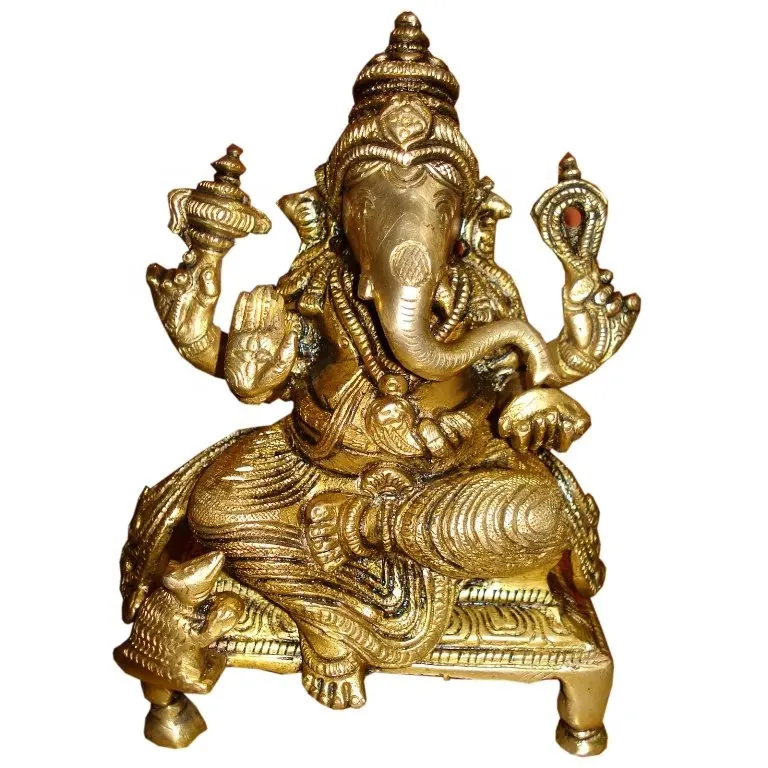 Brass Ganesh Statue brass metal made Indian Hindu Lord Religious Brass Figure Manufacturer by Aligarh