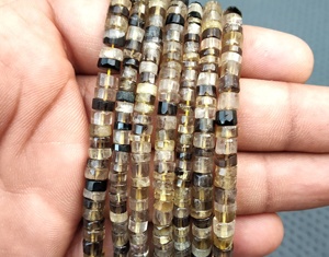 Perles naturelles de 13 pouces de Long en forme de pneu à facettes pour la fabrication de bijoux, fabrication en gros - Product Image 2