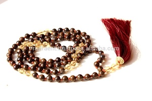 Collier Long Mala 108 perles de zircone Citrine, collier de bijoux en pierres précieuses faites à la main, de qualité supérieure - Product Image 4