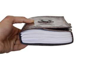 Diario de papel hecho a mano sin forro de piedra de cuero genuino en relieve, cuaderno de bocetos con cerradura C, diario de viaje, diario de diseño celta - Product Image 5