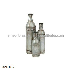 Juego decorativo de mesa de metal hecho a mano de 3 trompetas florero de metal botella clásica florero urna de flores - Product Image 1