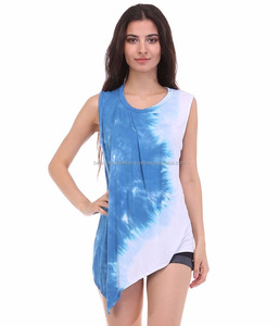 Ropa informal atractiva 2024 para ropa de niña delgada joven, Túnica de rayón con tinte de corbata para ropa de salida - Product Image 1