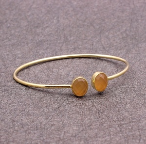 Checker Peach Moonstone Oval Shape Gems <b>Bracelet</b> Double Gemstone <b>Bracelet</b> Gold Plated Adjustable Bangles Jewelry Gift <b>for</b> Women - Product Image 3