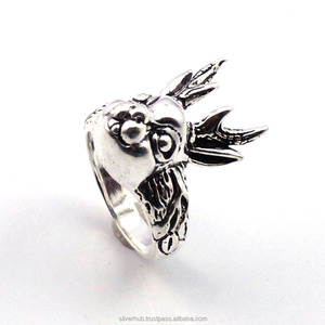 Anillo de Plata de Ley 925 con Acabado Oxidado, Estilo Vintage Bohemio, Piedra Preciosa Antigua, Joyería India Hecha a Mano al por Mayor - Product Image 3