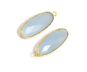 Conector de bisel de piedras preciosas de Calcedonia azul Chapado en oro de 18 quilates El mejor regalo para el Día de San Valentín y el Festival de Año Nuevo Hecho de latón - Product Image 4
