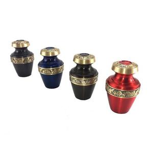 Premium Engraved Multi Color <b>Keepsake</b> Set of 4 With Velvet <b>Box</b> Pets Cremation Urn for Funeral Ashes Metal Brass/Aluminum - Product Image 1