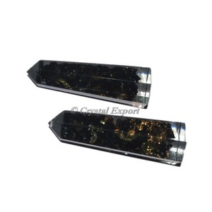 Tourmaline noire Orgone énergie Obélisque Point sculpté Agate pierre précieuse gravée Style d'amour - Product Image 1