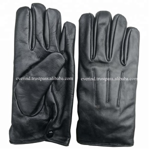 Gants en cuir de mouton véritable avec doublure en polaire chaude - Vêtements d'hiver thermiques et gants de conduite - Product Image 2