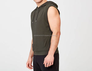 OEM Wholesale New <b>men</b> Plain <b>sleeveless</b> <b>hoodie</b> / armholes gym stinger <b>hoodie</b> oversize <b>sleeveless</b> hoodies - Product Image 2