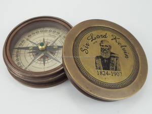 เข็มทิศกระเป๋าทองเหลืองทางทะเลโบราณนาฬิกาแดดที่สวยงามเก่าลอร์ดเคลวินหัตถกรรมโลหะสไตล์วินเทจโดยหัตถกรรม Calvin - Product Image 5