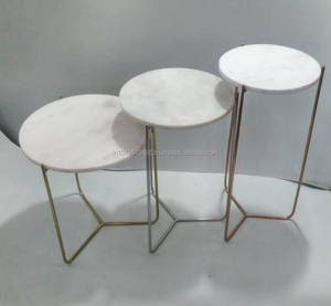 Modern Marble Top <b>Nesting</b> Coffee <b>Tables</b> With Metal Frame For Living Room Furniture - Product Image 2