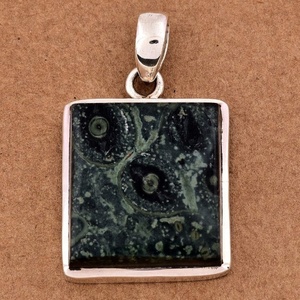 Square Kambaba Jasper Gemstone 925 Sterling <b>Silver</b> <b>Pendant</b> With <b>Silver</b> Plated Ethnic Fashionable <b>Pendant</b> <b>For</b> Women <b>Men</b>. - Product Image 3