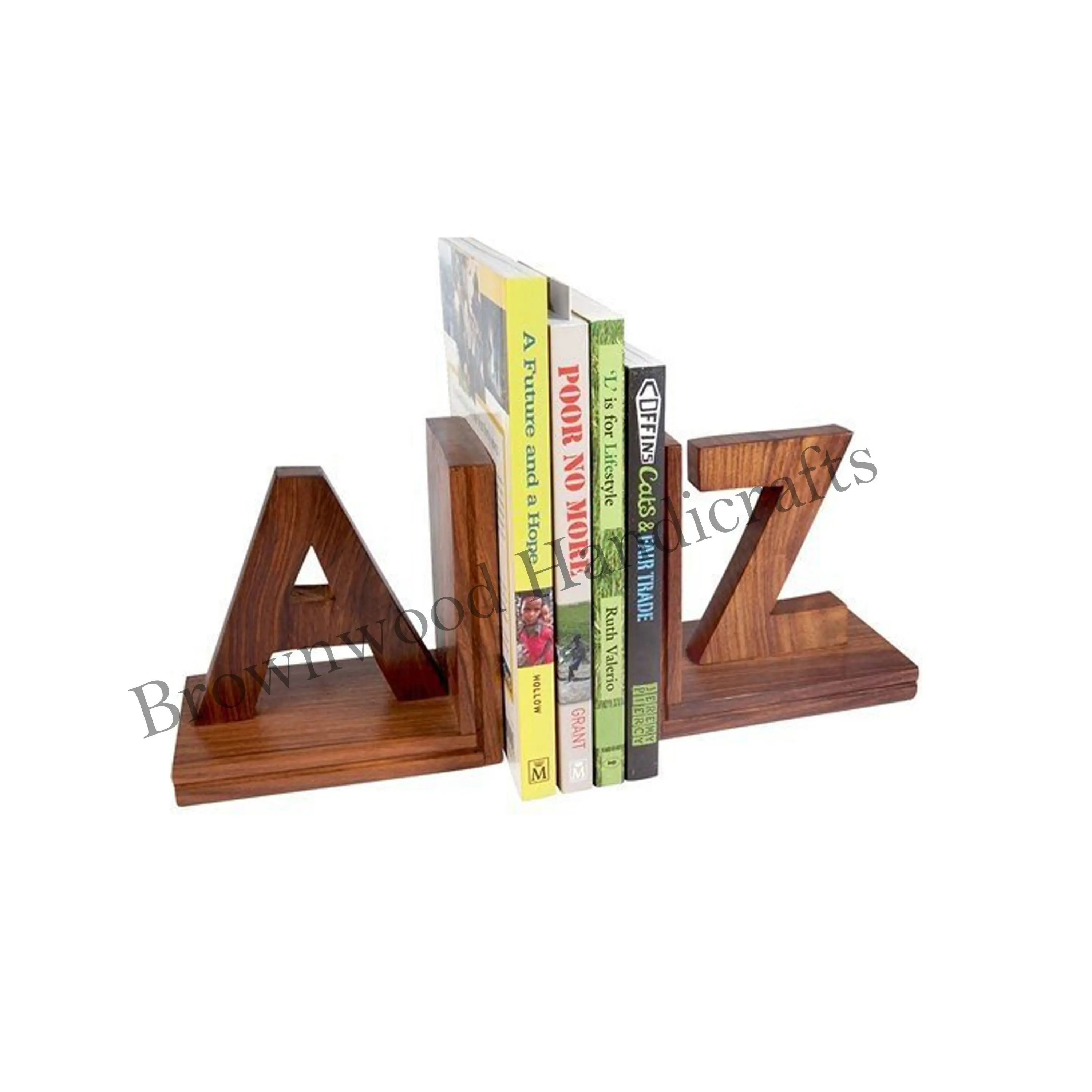 맞춤형 나무 수제 알파벳 편지 공부 책상 장식 및 도서관 사용을 위해 만든 나무 책 홀더 도매 가격