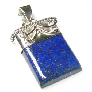 Colgante de Plata de Ley 925 de lapislázuli azul, moda Bohemia, vintage contemporáneo, antiguo, hecho a mano, joyería con acabado oxidado - Product Image 1