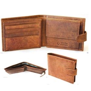 Executive Cowhide Leather <b>Wallet</b> Bifold Card <b>Holder</b> with ID Window Button Closure for Business Men Bifold <b>Wallet</b> - Product Image 1