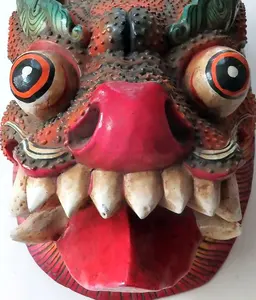 Handmade Wooden Carved Dragon Facemask Wall Hanging Decors Handmade in Nepal