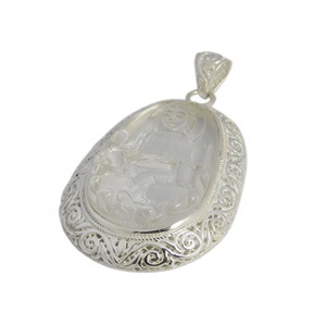 Vente chaude 925 pendentif en cristal en argent Sterling avec diamant strass fait à la main Style Vintage bijoux fins pendentifs et breloques - Product Image 1
