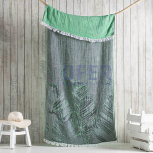 Green Turkish Jacquard Woven 100% Cotton <b>Towel</b> <b>Set</b> for Home Bed Cover Beach Blanket Gym Mtiple Uses-for Hotels - Product Image 1
