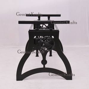 Base de table à manivelle en métal industriel, réglable à la main, pour hôtel, extérieur, appartement, ferme ou bureau à domicile - Product Image 3