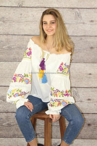 Blusa con hombros descubiertos y manga de globo bordada, elegante, alta calidad, transpirable, maravillosa para cualquier ocasión - Product Image 6