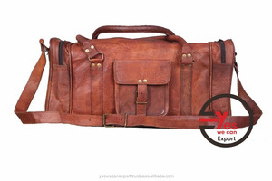 Sac polochon vintage unisexe en cuir véritable marron de haute qualité avec fermeture à glissière modèle RVM0015 IN;27243 - Product Image 3