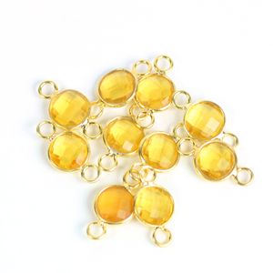Citrine Quartz Gemstone 8 MM Lunette Ronde Connecteur Double Bail Boucle Fine Bijoux Pendentifs Charmes - Product Image 5