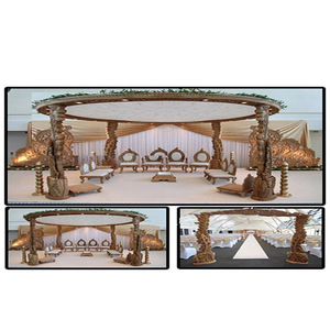 Conjunto de Mandap de Madera con Diseño de Pavo Real para Bodas, Mandaps de Madera para Bodas Indias, Conjunto de Mandap en Espiral de Madera para Bodas, Decoración para Eventos en Suiza - Product Image 1