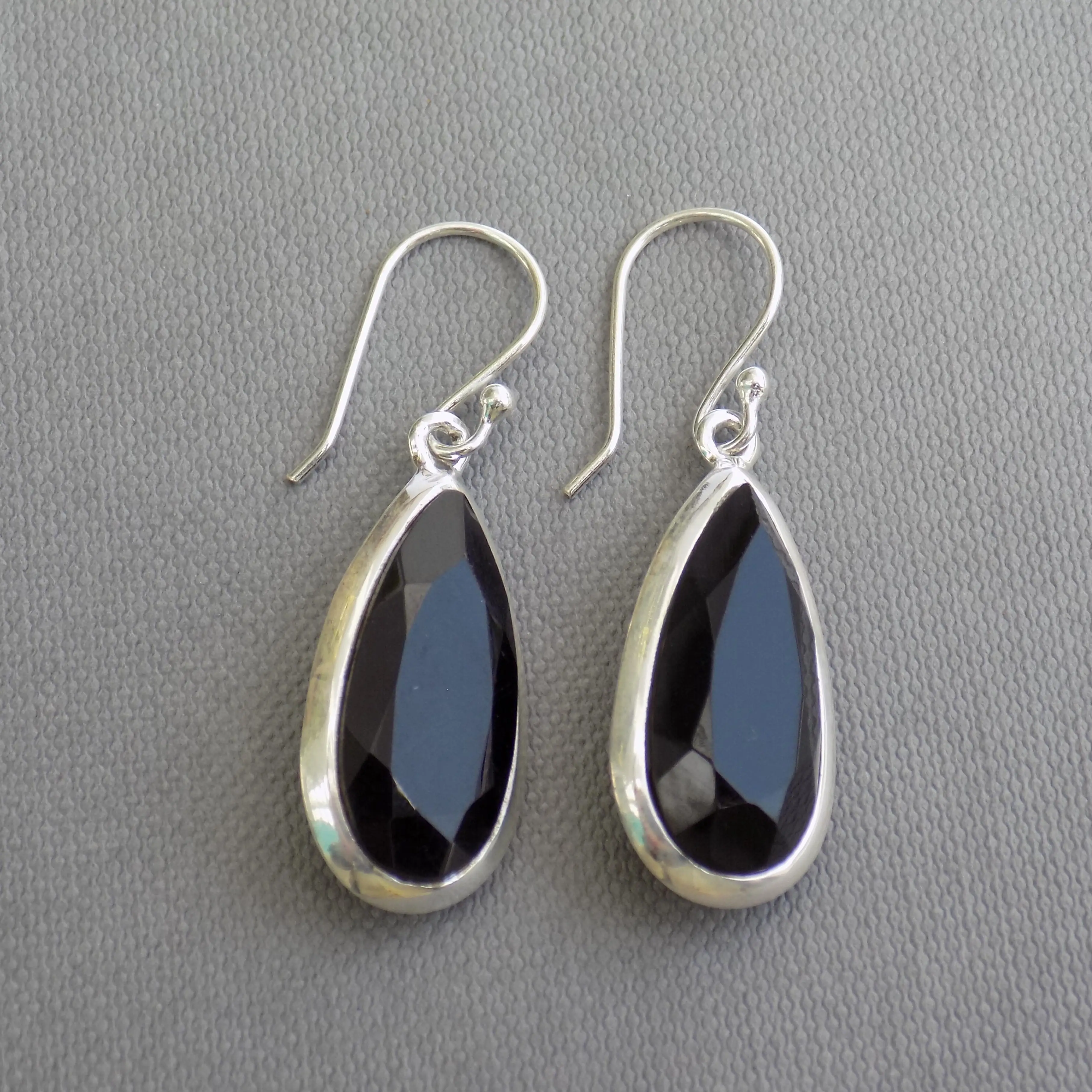 Dangling Long Pear Shape Stone 925 Sterling Silver Scratched/Brushed Metal Finishing Handmade Top Quality Gemstone Drop Earrings