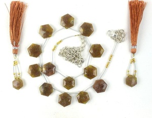Natural <b>Bronze</b> Agate Gemstone Faceted Hexagon Shape With Earring Handmade Necklace Women <b>Jewelry</b> Wholesale - Product Image 6