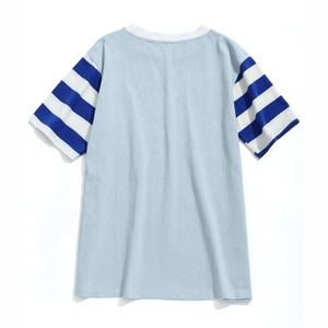 T-shirt à manches courtes pour hommes 100% coton à rayures, tissu tricoté grande taille avec logo personnalisé imprimé poitrine Bangladesh - Product Image 2