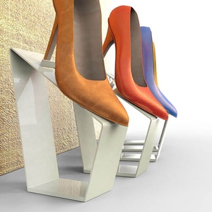 Présentoir à chaussures en métal or rose haut de gamme pour magasins de détail 04 - Product Image 2