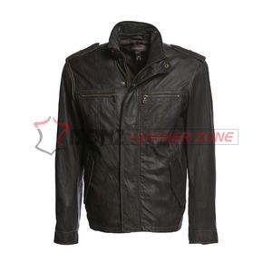 High Quality 100% Genuine Sheep Skin Formal Stand Collar Front Logo Hooded Winter Fashion Jackets for Men - Product Image 2